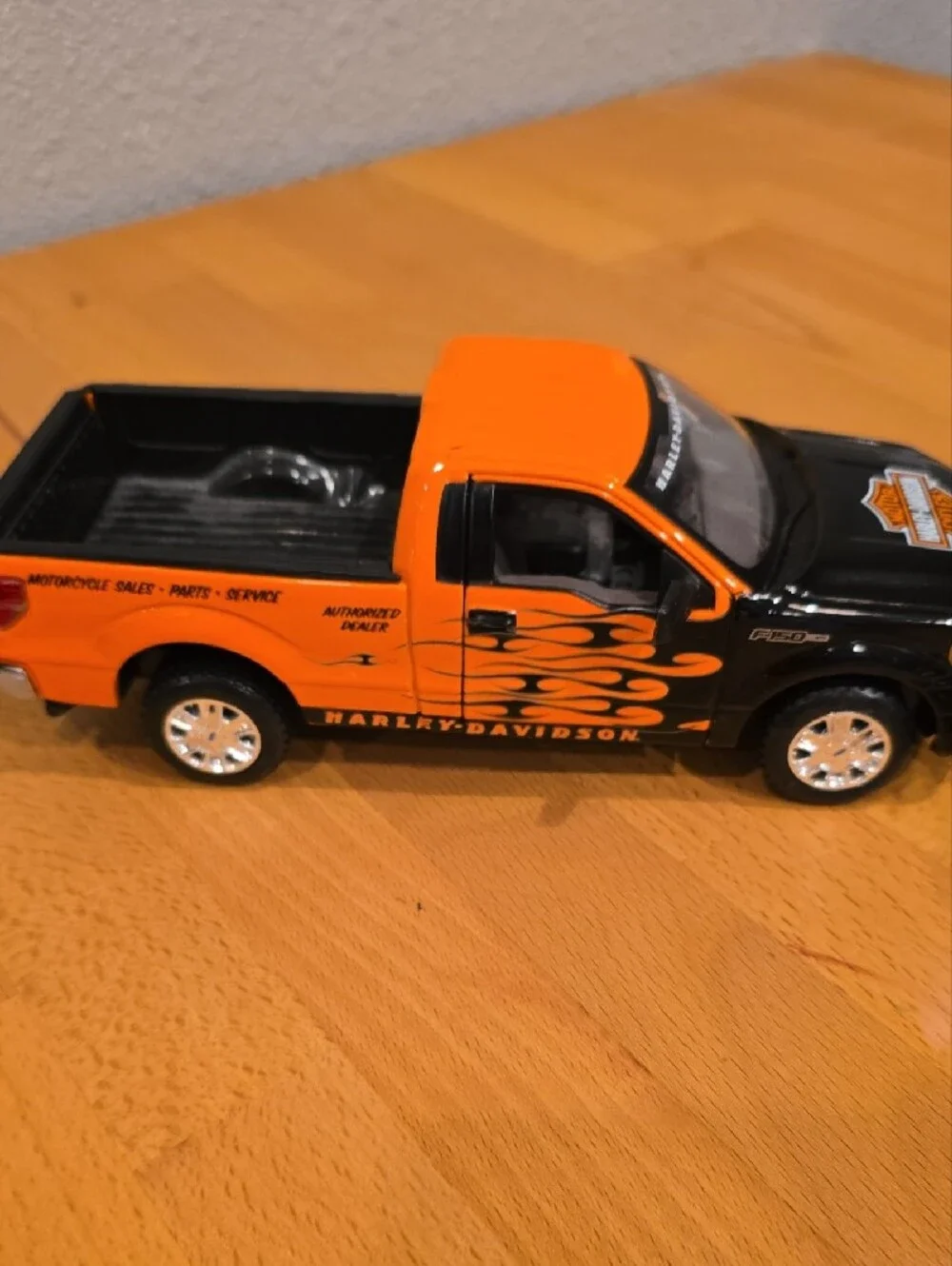 Harley-Davidson Orange and Black Pickup with Mini Motorcycle